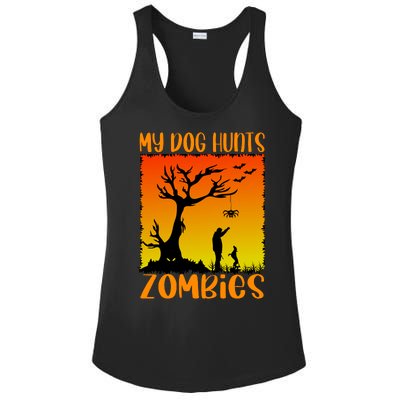 My Dog Hunts Zombies Halloween Ladies PosiCharge Competitor Racerback Tank