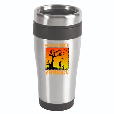 My Dog Hunts Zombies Halloween 16oz Travel Tumbler