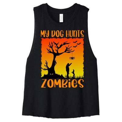 My Dog Hunts Zombies Halloween Women's Racerback Cropped Tank