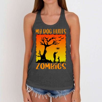 My Dog Hunts Zombies Halloween Women's Knotted Racerback Tank