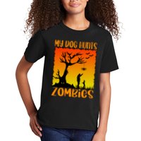 My Dog Hunts Zombies Halloween Kids T-Shirt