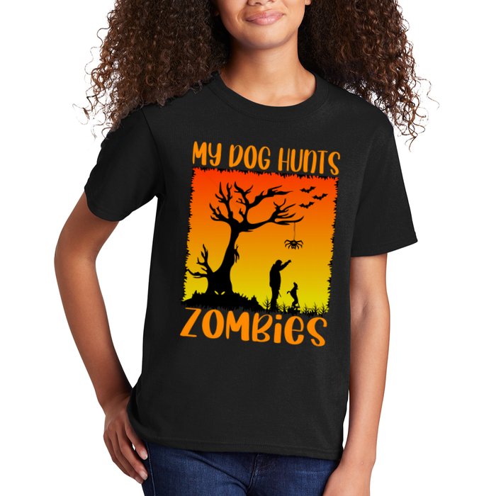 My Dog Hunts Zombies Halloween Kids T-Shirt