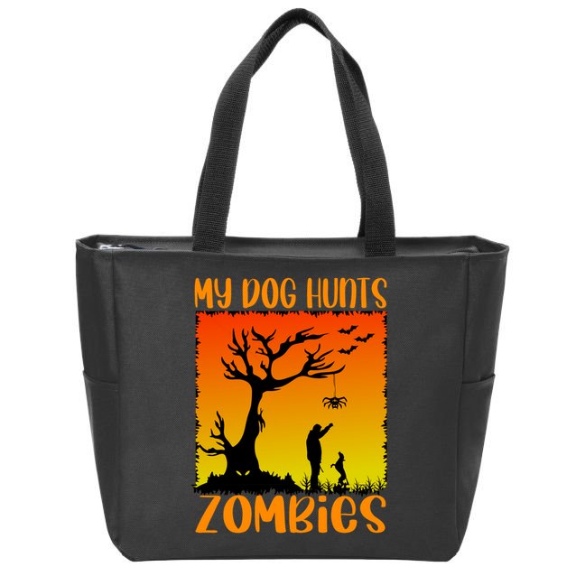 My Dog Hunts Zombies Halloween Zip Tote Bag