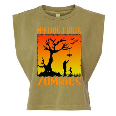 My Dog Hunts Zombies Halloween Garment-Dyed Women's Muscle Tee