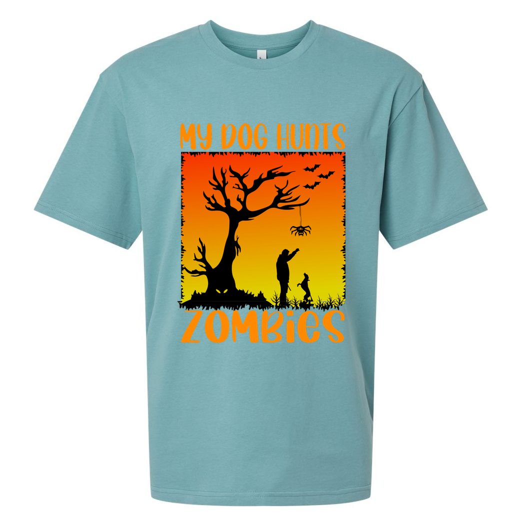 My Dog Hunts Zombies Halloween Sueded Cloud Jersey T-Shirt