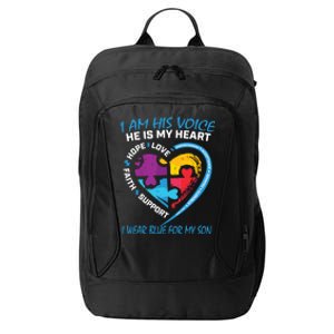 Mom Dad Heart Puzzle I Wear Blue For My Son Autism Awareness Gift City Backpack