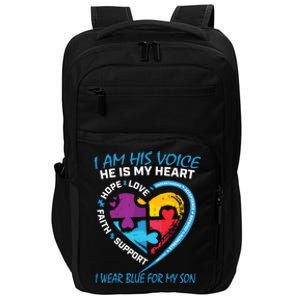 Mom Dad Heart Puzzle I Wear Blue For My Son Autism Awareness Gift Impact Tech Backpack