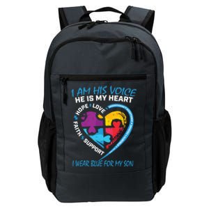 Mom Dad Heart Puzzle I Wear Blue For My Son Autism Awareness Gift Daily Commute Backpack