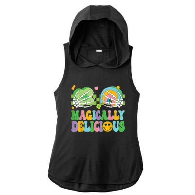 Magically Delicious Hippie St Patrick’s Day Skeleton Charms Ladies PosiCharge Tri-Blend Wicking Draft Hoodie Tank