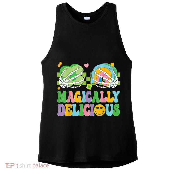 Magically Delicious Hippie St Patrick’s Day Skeleton Charms Ladies PosiCharge Tri-Blend Wicking Tank