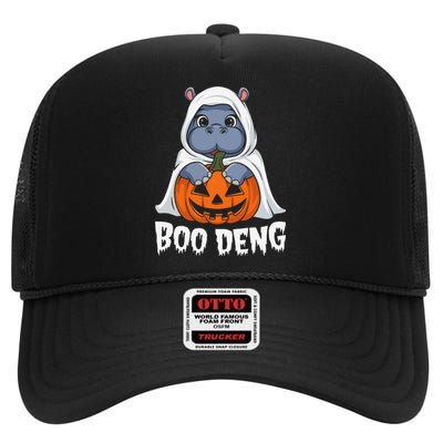 Moo Deng Halloween Cute Baby Pygmy Hippo Bouncy Pig High Crown Mesh Back Trucker Hat