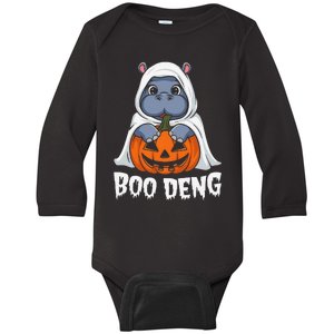 Moo Deng Halloween Cute Baby Pygmy Hippo Bouncy Pig Baby Long Sleeve Bodysuit