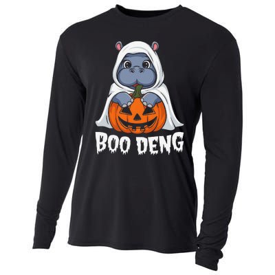 Moo Deng Halloween Cute Baby Pygmy Hippo Bouncy Pig Cooling Performance Long Sleeve Crew