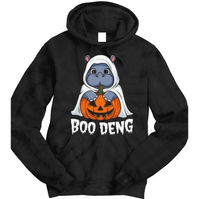 Moo Deng Halloween Cute Baby Pygmy Hippo Bouncy Pig Tie Dye Hoodie