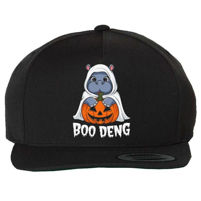 Moo Deng Halloween Cute Baby Pygmy Hippo Bouncy Pig Wool Snapback Cap