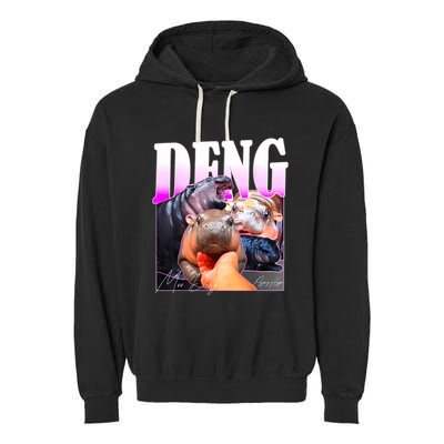 Moo Deng Hippo Baby Pygmy Funny Garment-Dyed Fleece Hoodie