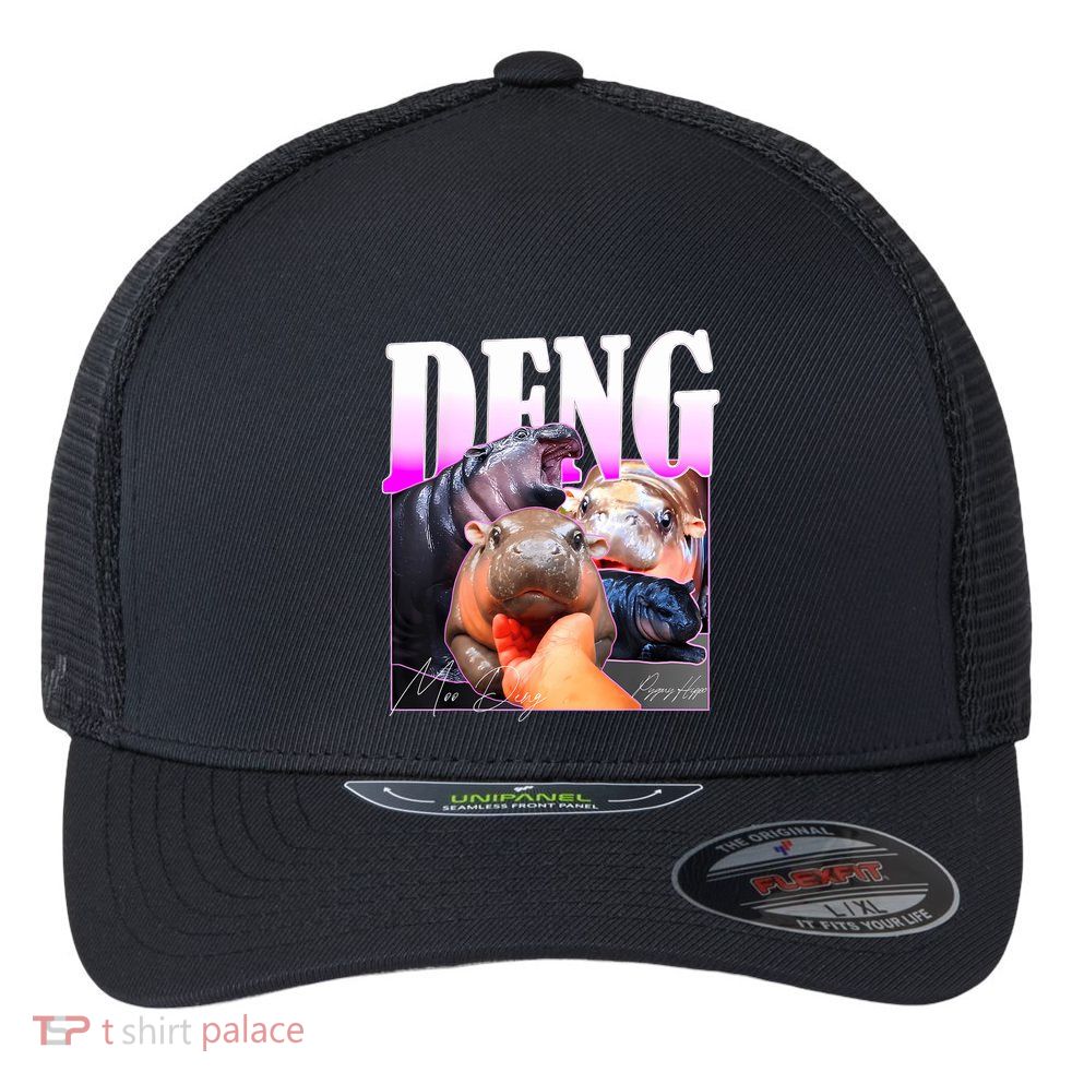 Moo Deng Hippo Baby Pygmy Funny Flexfit Unipanel Trucker Cap