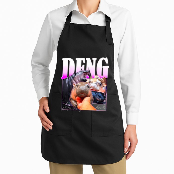 Moo Deng Hippo Baby Pygmy Funny Full-Length Apron With Pockets
