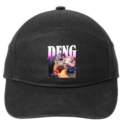 Moo Deng Hippo Baby Pygmy Funny 7-Panel Snapback Hat