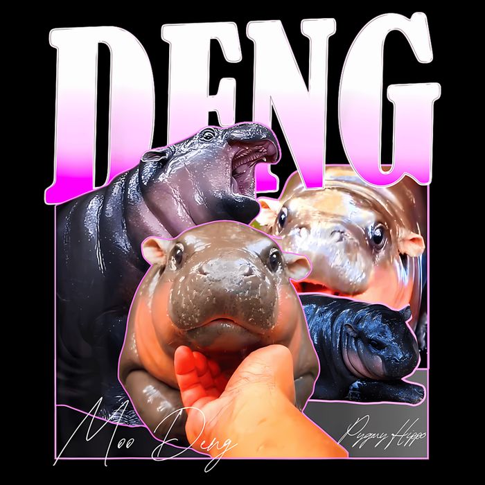 Moo Deng Hippo Baby Pygmy Funny 7-Panel Snapback Hat