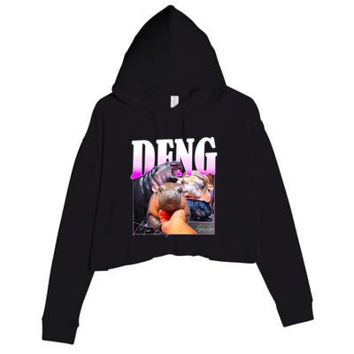 Moo Deng Hippo Baby Pygmy Funny Crop Fleece Hoodie
