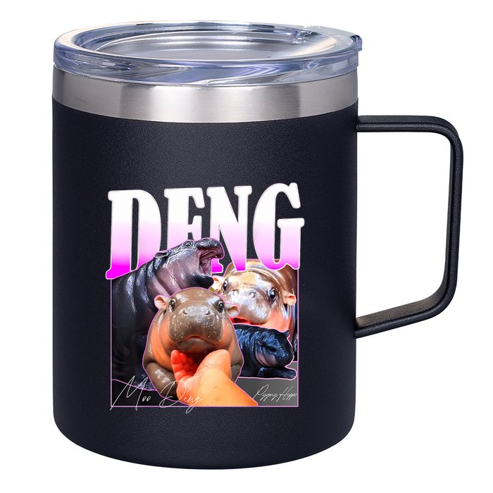 Moo Deng Hippo Baby Pygmy Funny 12oz Stainless Steel Coffee Mug