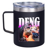 Moo Deng Hippo Baby Pygmy Funny 12oz Stainless Steel Coffee Mug