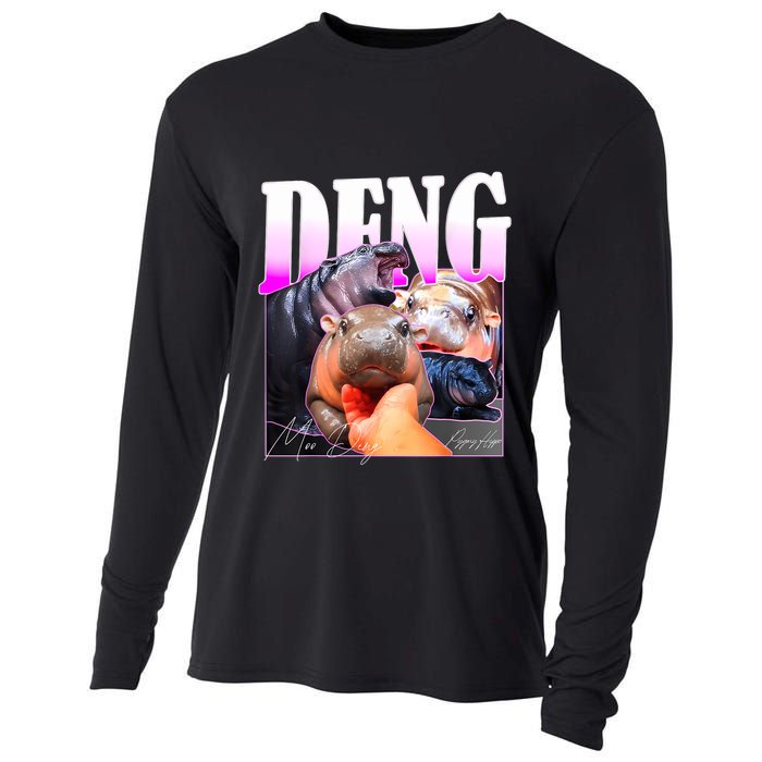 Moo Deng Hippo Baby Pygmy Funny Cooling Performance Long Sleeve Crew