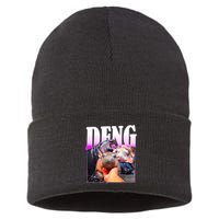 Moo Deng Hippo Baby Pygmy Funny Sustainable Knit Beanie