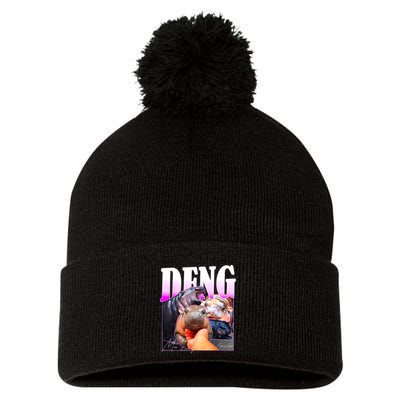 Moo Deng Hippo Baby Pygmy Funny Pom Pom 12in Knit Beanie