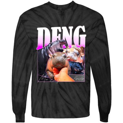 Moo Deng Hippo Baby Pygmy Funny Tie-Dye Long Sleeve Shirt