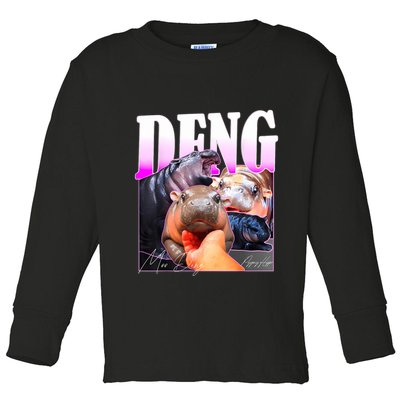 Moo Deng Hippo Baby Pygmy Funny Toddler Long Sleeve Shirt