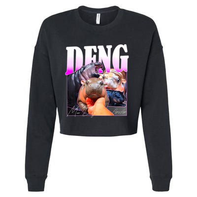 Moo Deng Hippo Baby Pygmy Funny Cropped Pullover Crew