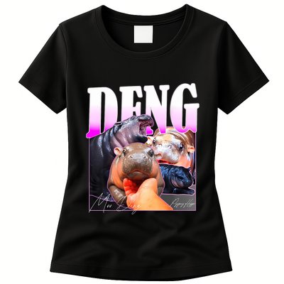 Moo Deng Hippo Baby Pygmy Funny Womens T-Shirt
