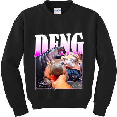 Moo Deng Hippo Baby Pygmy Funny Kids Sweatshirt