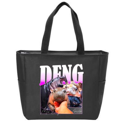 Moo Deng Hippo Baby Pygmy Funny Zip Tote Bag