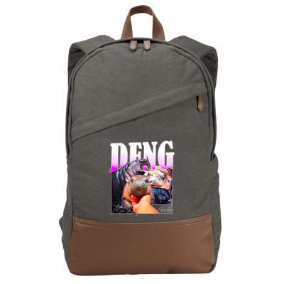 Moo Deng Hippo Baby Pygmy Funny Cotton Canvas Backpack