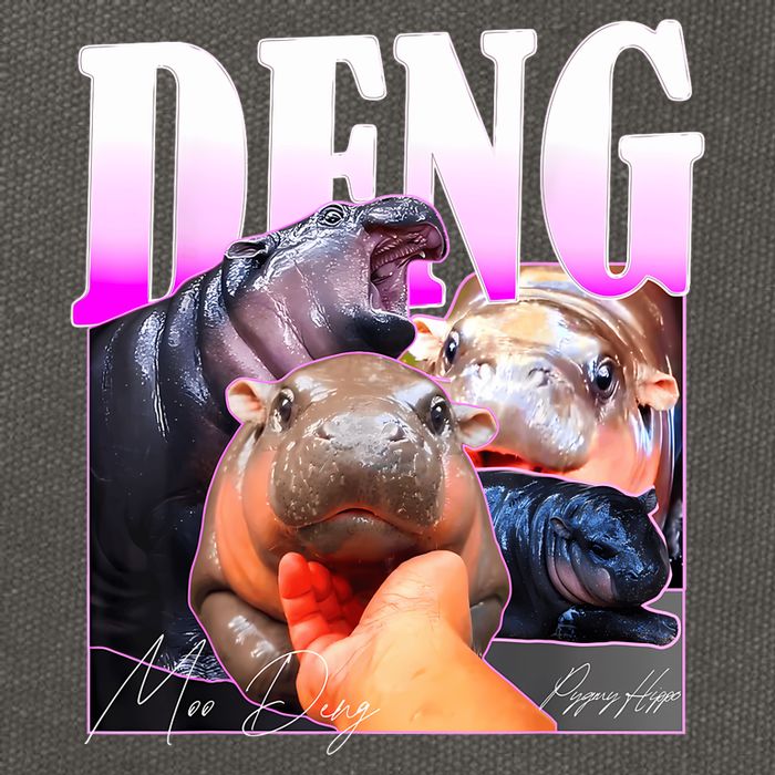Moo Deng Hippo Baby Pygmy Funny Cotton Canvas Backpack