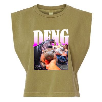 Moo Deng Hippo Baby Pygmy Funny Garment-Dyed Women's Muscle Tee
