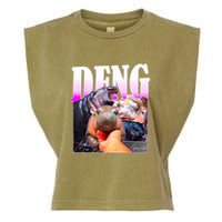 Moo Deng Hippo Baby Pygmy Funny Garment-Dyed Women's Muscle Tee