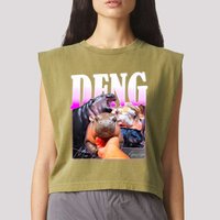 Moo Deng Hippo Baby Pygmy Funny Garment-Dyed Women's Muscle Tee