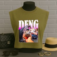 Moo Deng Hippo Baby Pygmy Funny Garment-Dyed Women's Muscle Tee