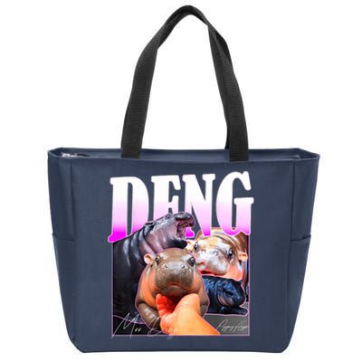 Moo Deng Hippo Baby Pygmy Funny Zip Tote Bag