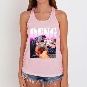 Moo Deng Hippo Baby Pygmy Funny Women's Knotted Racerback Tank