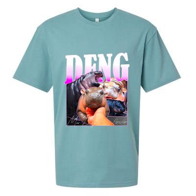 Moo Deng Hippo Baby Pygmy Funny Sueded Cloud Jersey T-Shirt