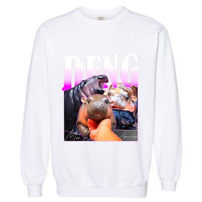 Moo Deng Hippo Baby Pygmy Funny Garment-Dyed Sweatshirt