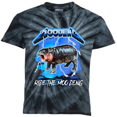 Moo Deng Hippo Ride The Moo Deng Kids Tie-Dye T-Shirt