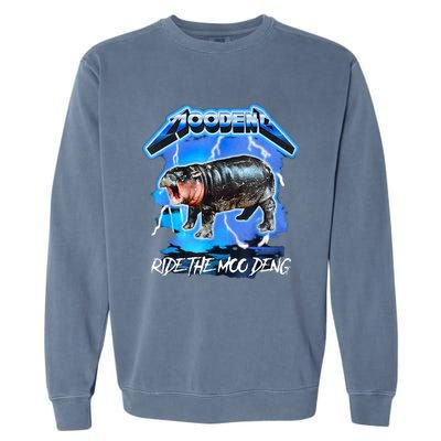 Moo Deng Hippo Ride The Moo Deng Garment-Dyed Sweatshirt