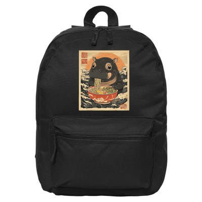 Moo Deng Hippo Eat Ramen For Japanese Style 16 in Basic Backpack
