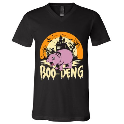 Moo Deng Halloween Boo Deng Halloween V-Neck T-Shirt
